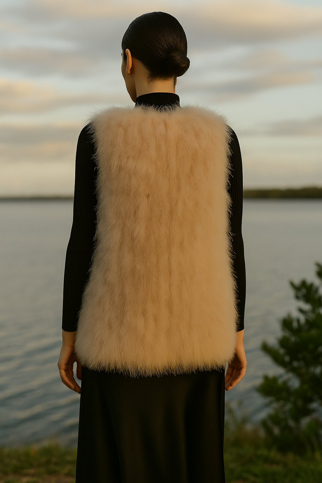 Rosé Ostrich Feather Vest