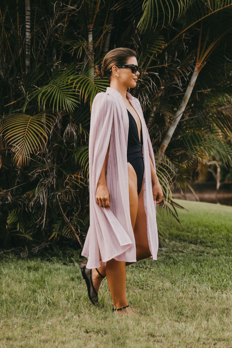 Alison Pink Crochet Cape - Nina Nieves