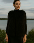 Black Ostrich Feather Vest - Nina Nieves