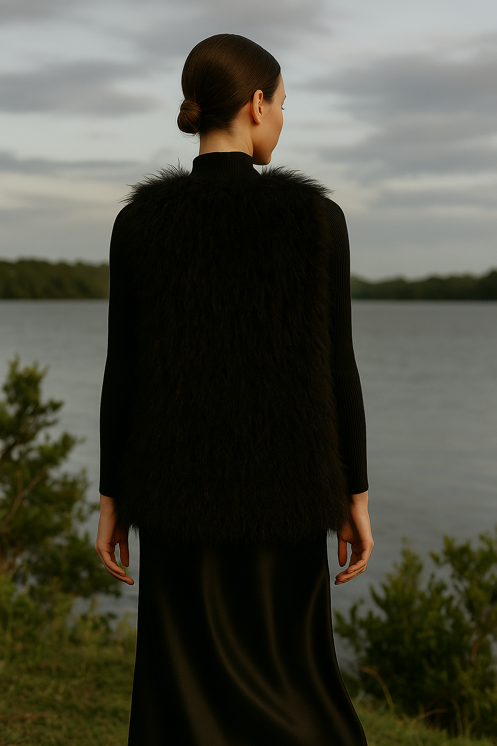 Black Ostrich Feather Vest