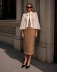 Bone Mini Siena Silk Chiffon Cape - Nina Nieves