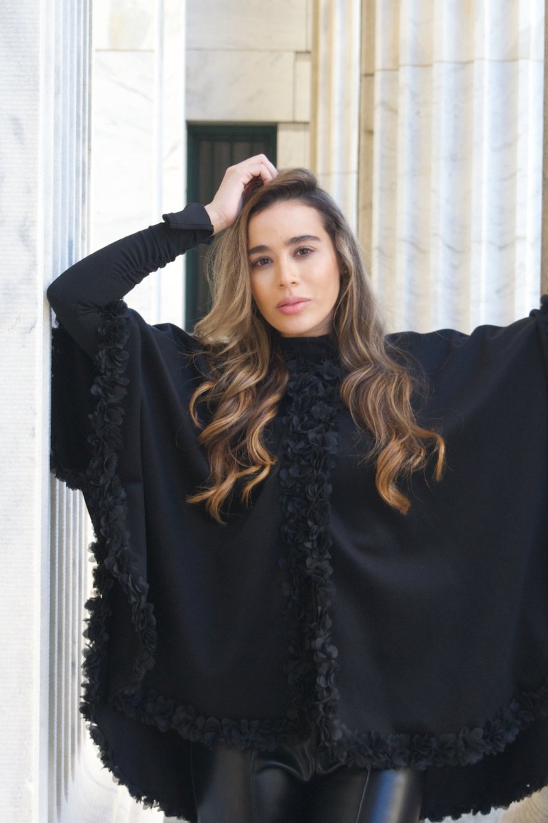 Calla Black Floral Wrap - Nina Nieves