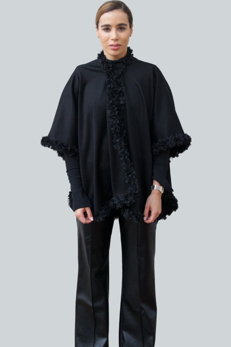 Calla Black Floral Wrap - Nina Nieves