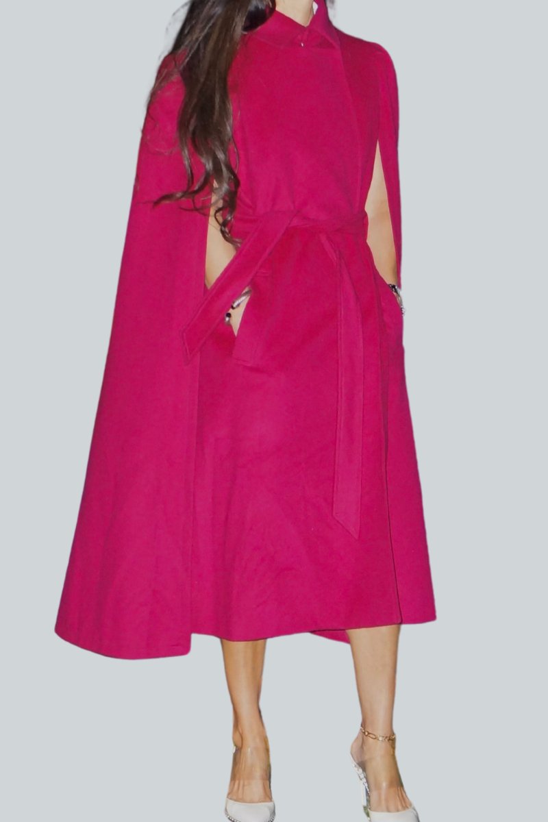 Mora Long Cape in Fuchsia Pink - Nina Nieves
