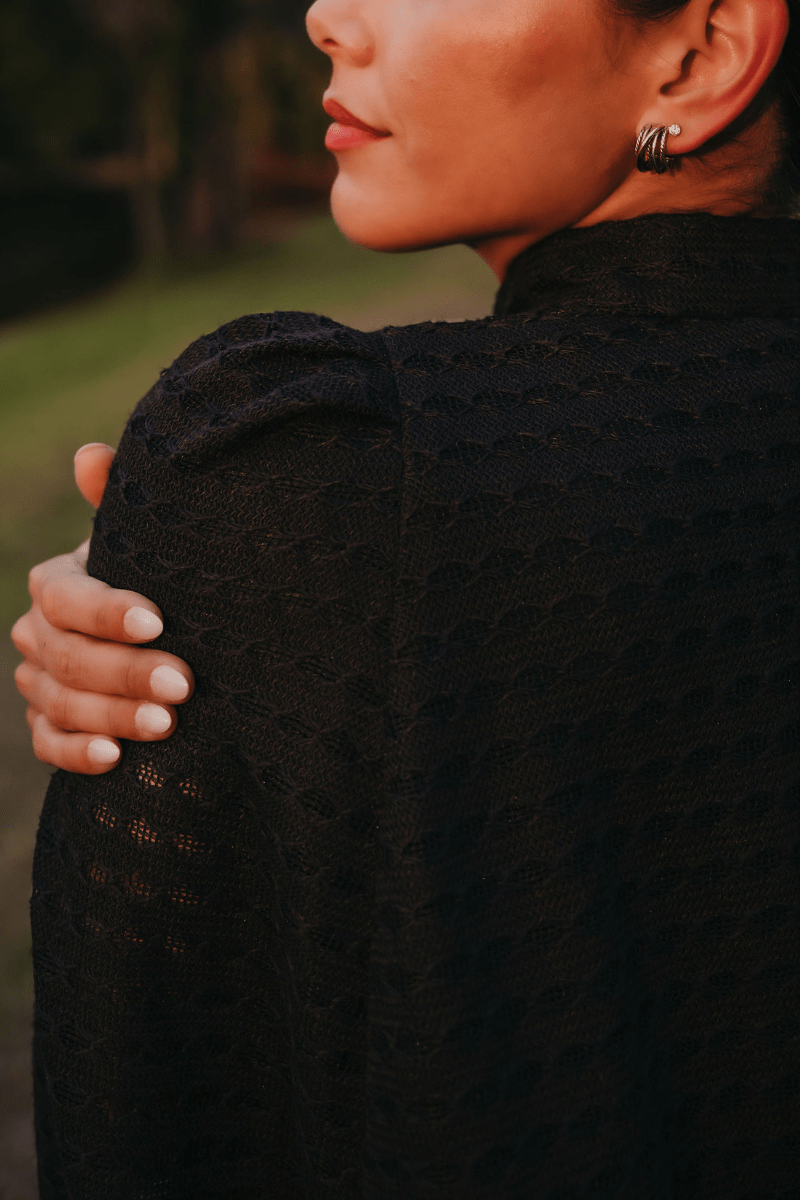 Shay Black Crochet Cape - Nina Nieves