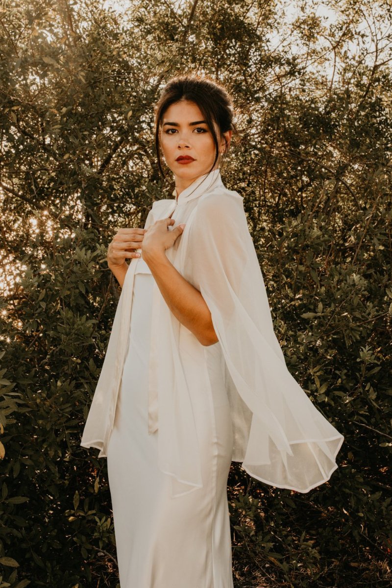 Taylor Silk Sheer Bridal Cape - Nina Nieves L-Cape Taylor Silk Sheer Bridal Cape - Nina Nieves L-Cape