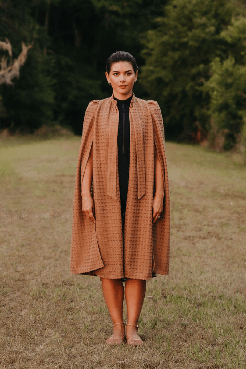 Yenny Camel Crochet Cape - Nina Nieves