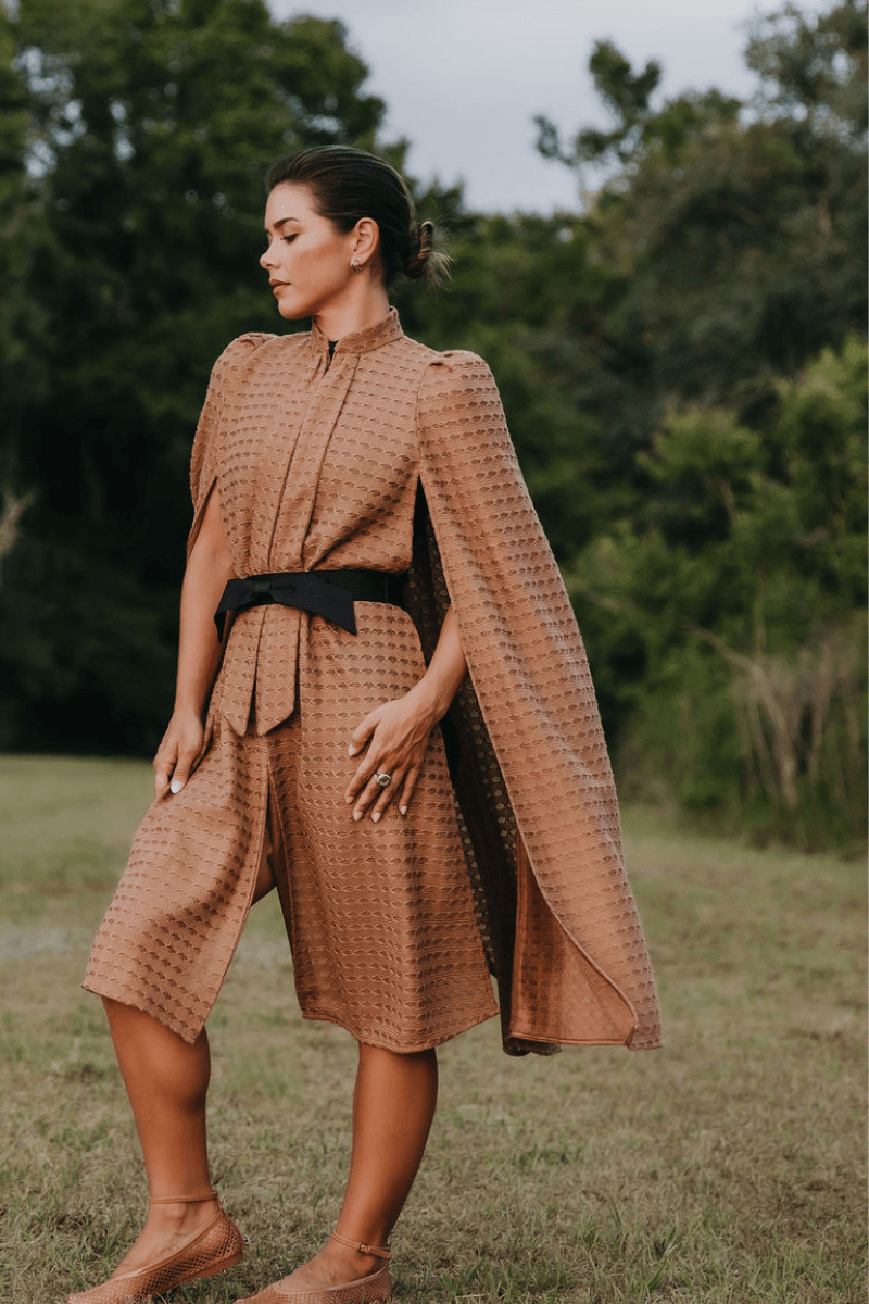 Yenny Camel Crochet Cape - Nina Nieves