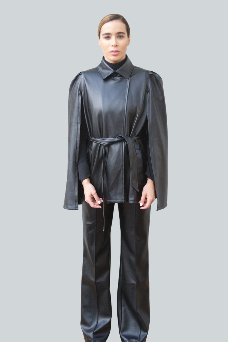 Adele Vegan Short Leather Cape - Nina Nieves