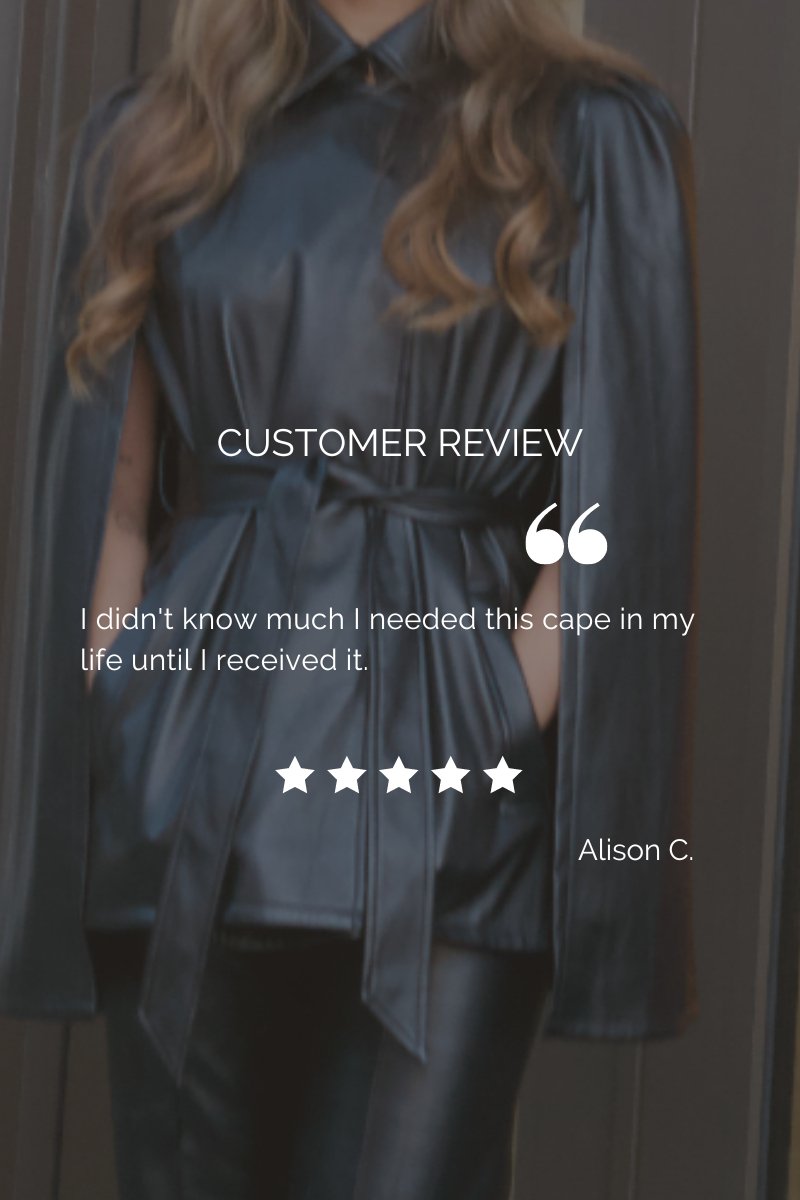 Adele Vegan Short Leather Cape - Nina Nieves