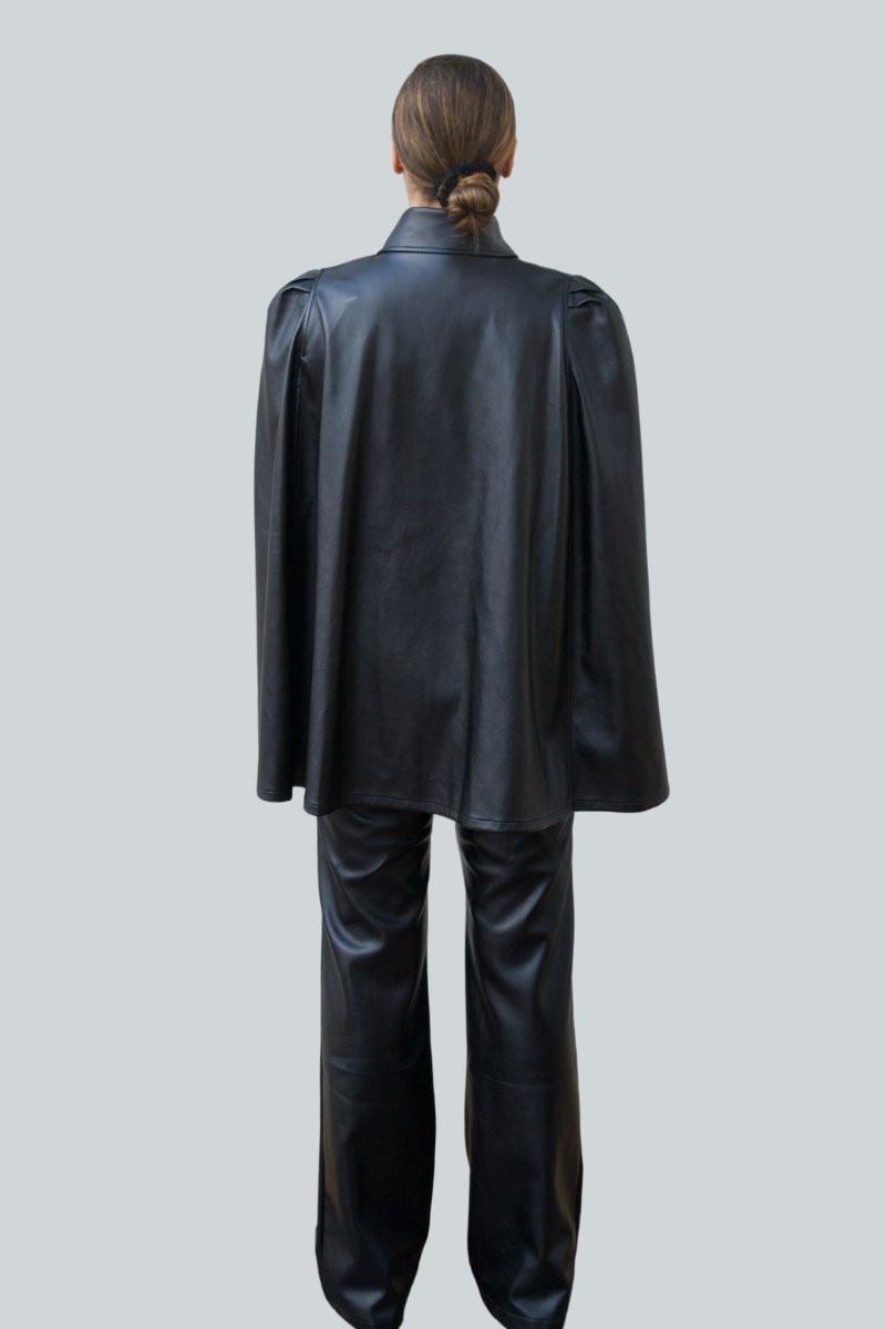 Adele Vegan Short Leather Cape - Nina Nieves