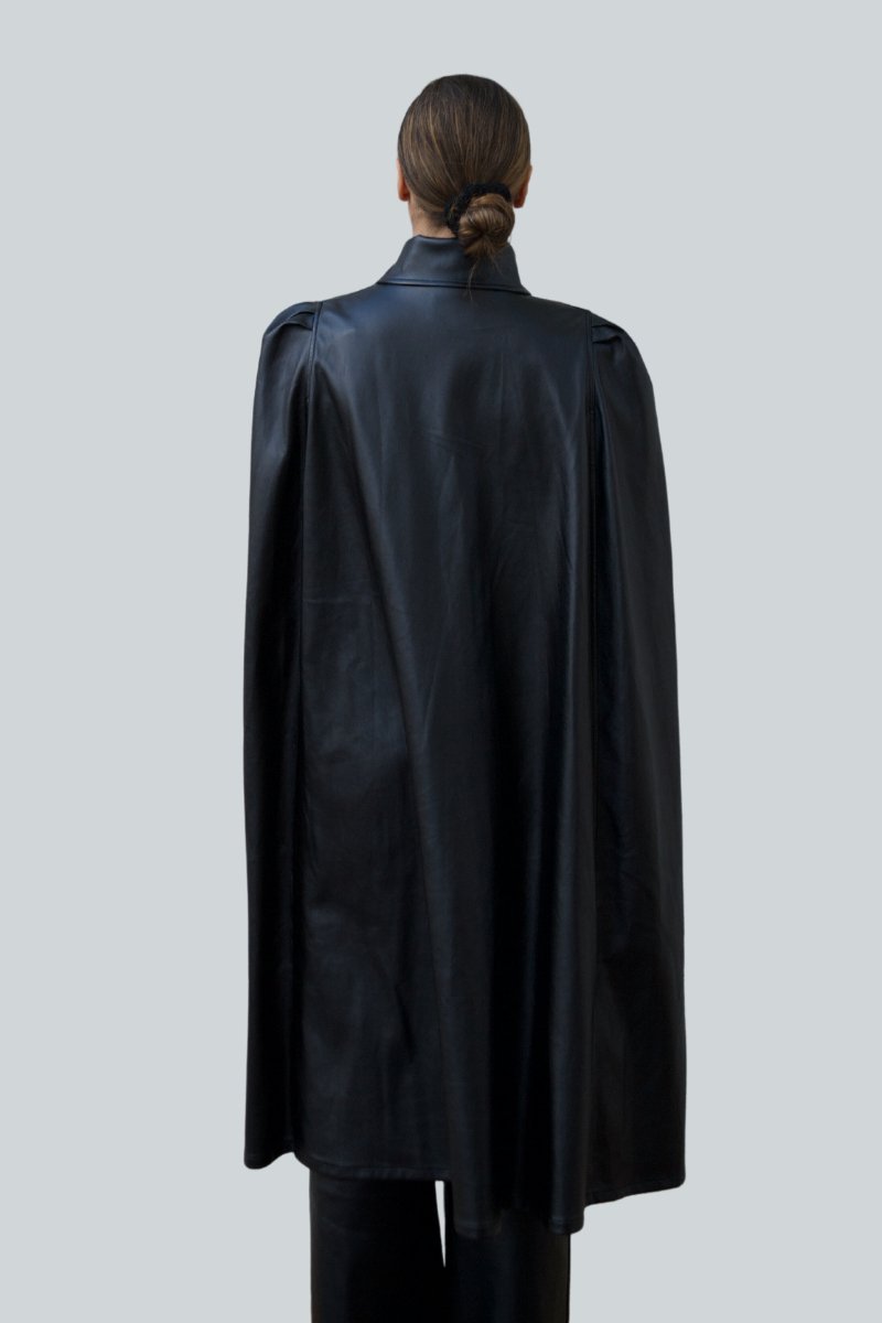 Bianca Long Vegan Leather Cape - Nina Nieves
