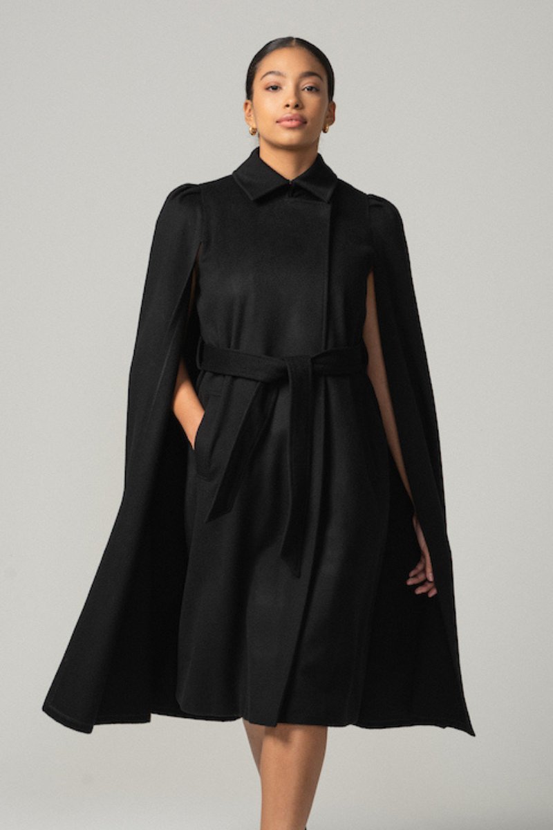 Raven Long Cape in Black - Nina Nieves