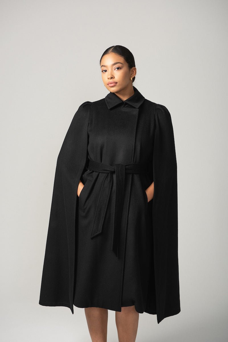 Raven Long Cape in Black - Nina Nieves