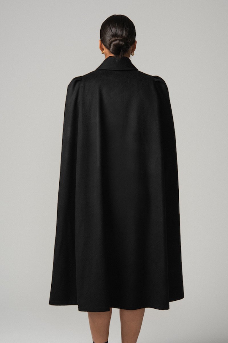 Raven Long Cape in Black - Nina Nieves