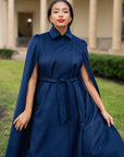 Royal Long Cape in Navy - Nina Nieves