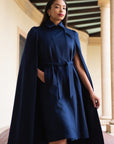 Royal Long Cape in Navy - Nina Nieves
