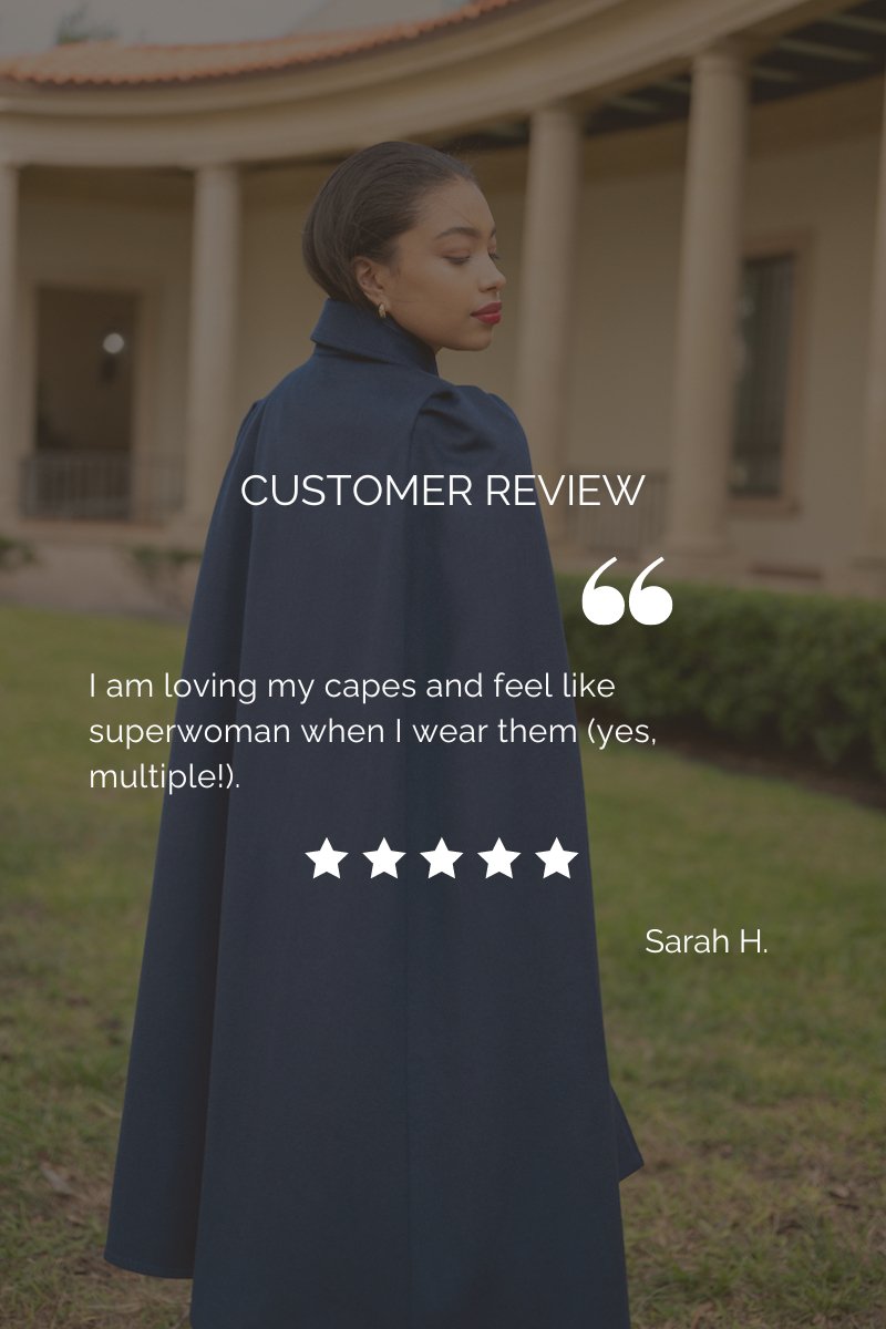 Royal Long Cape in Navy - Nina Nieves