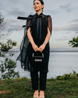 Siena Silk Chiffon Cape - Nina Nieves black sheer silk