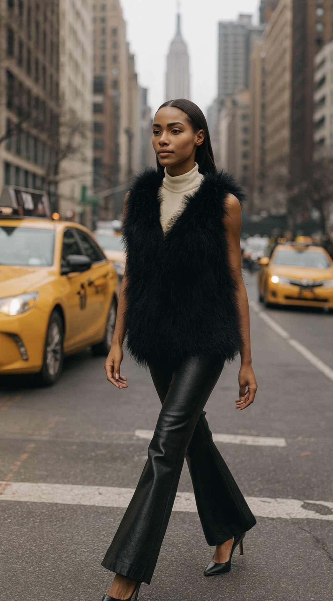 A Season for Texture: Introducing the Ostrich Feather Vests - Nina Nieves