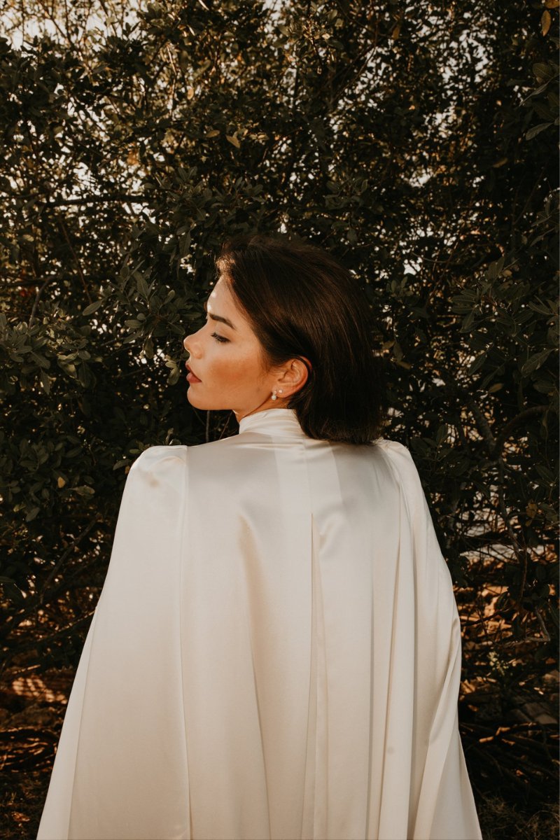 Carolina Cathedral Length Silk Cape - Nina Nieves