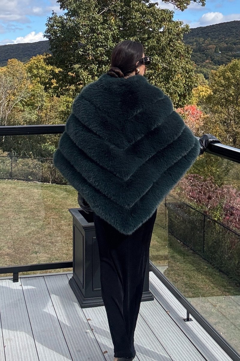 Emerald Faux Fur Channel - Quilted Cape - Nina Nieves