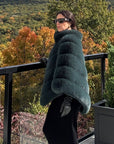 Emerald Faux Fur Channel - Quilted Cape - Nina Nieves