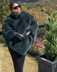 Emerald Faux Fur Channel - Quilted Cape - Nina Nieves