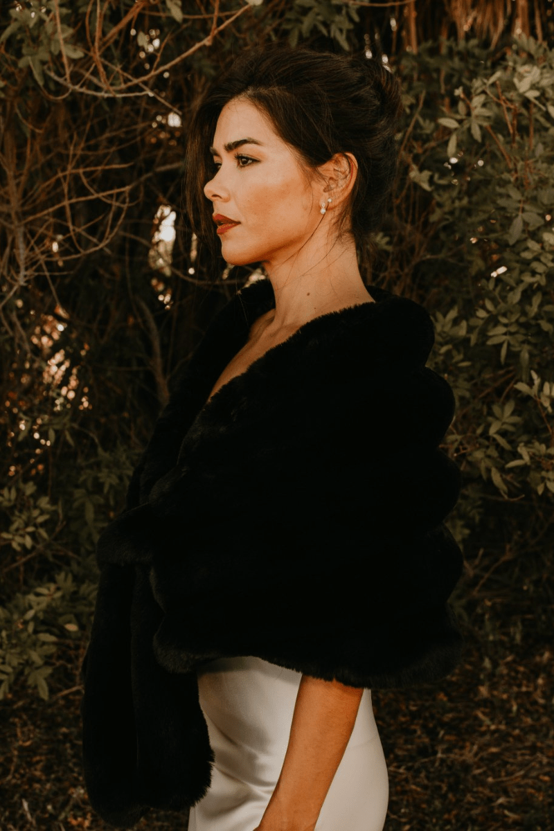 Noir Faux Fur Cape - Nina Nieves