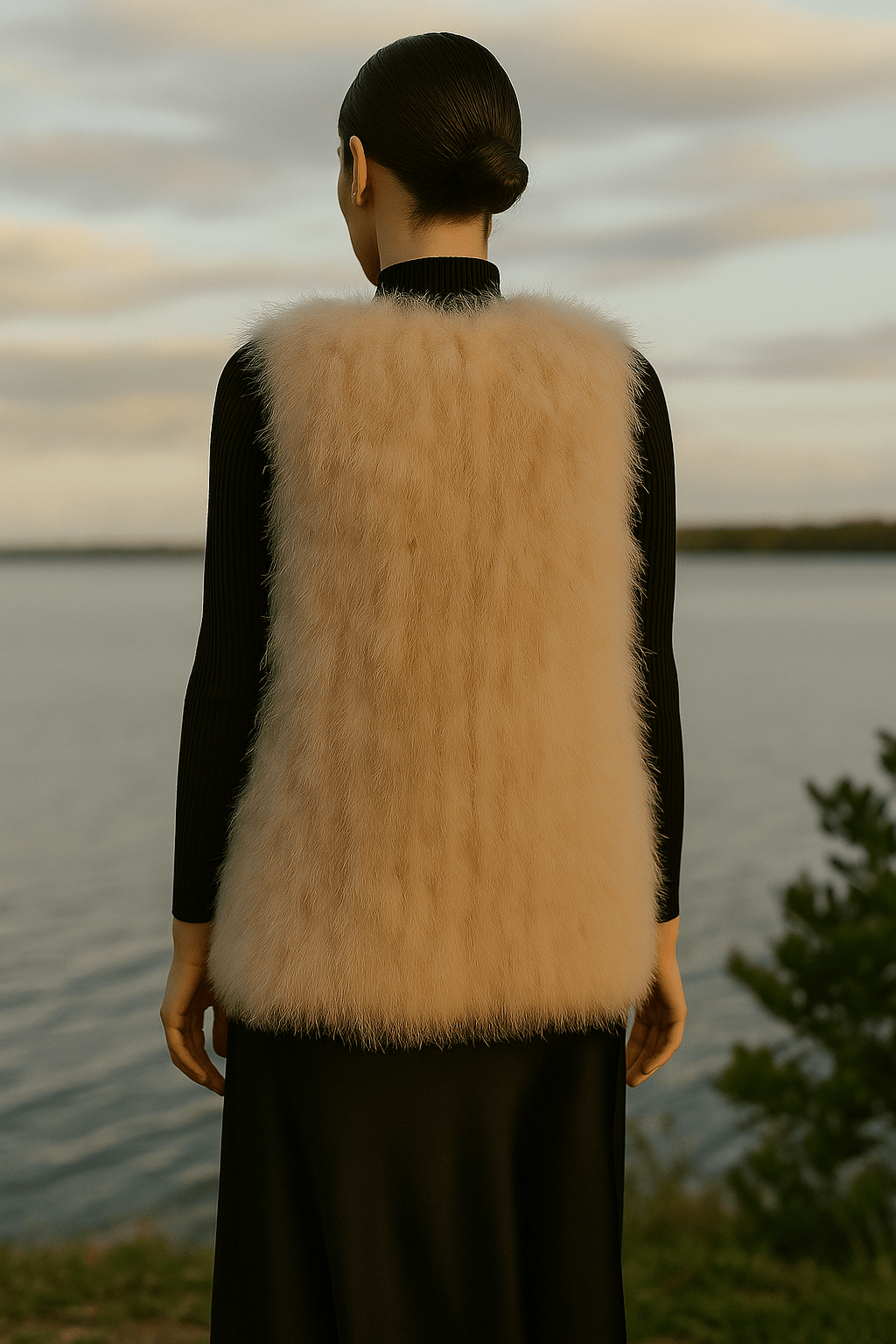 Rosé Ostrich Feather Vest - Nina Nieves