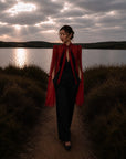 Rouge Silk Chiffon Cape - Nina Nieves