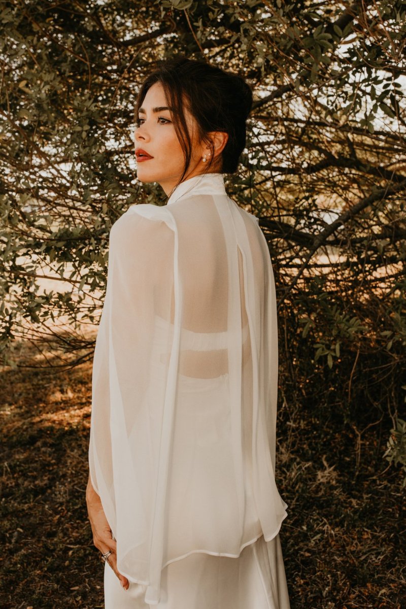 Taylor Silk Sheer Bridal Cape - Nina Nieves