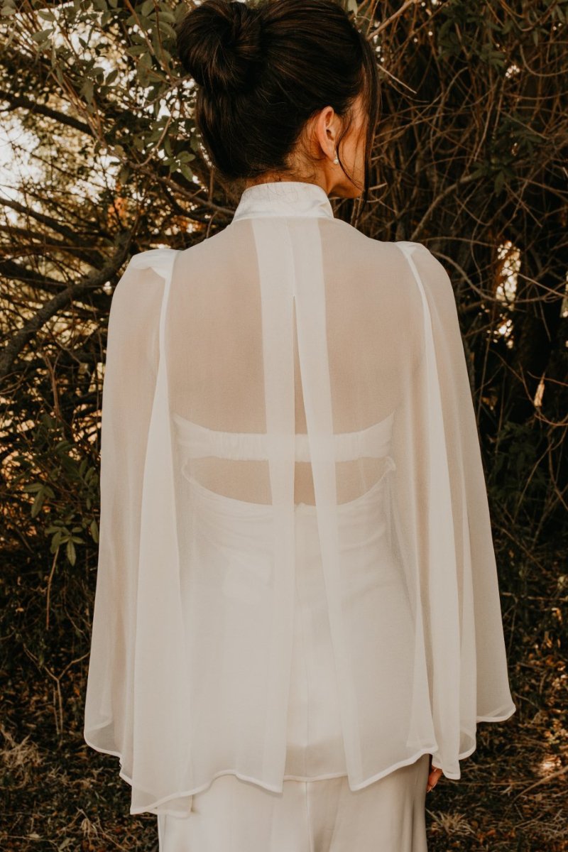 Taylor Silk Sheer Bridal Cape - Nina Nieves