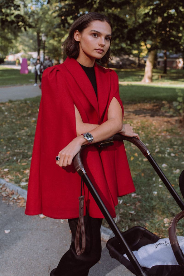 Luxury Cape Scarlet Red In Merino Wool Nina Nieves Nina Nieves